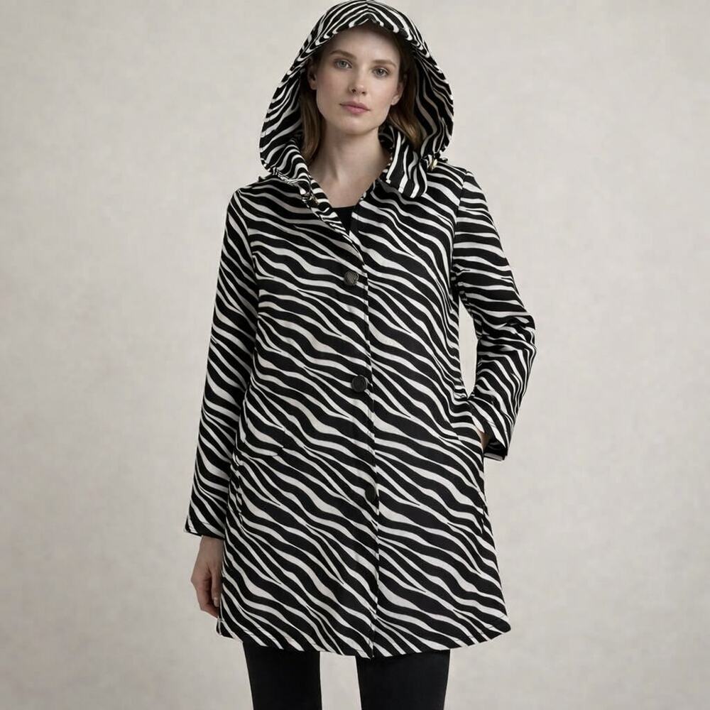 Kate Spade New York Mini Zebra Print Hooded Coat Size XL